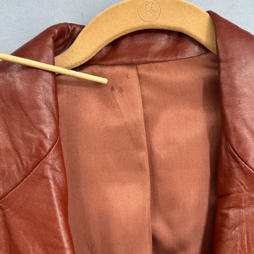 VTG Miller Western Leather Blazer Jacket Brown 42 Ranch Cowboy Classic Coat 70s